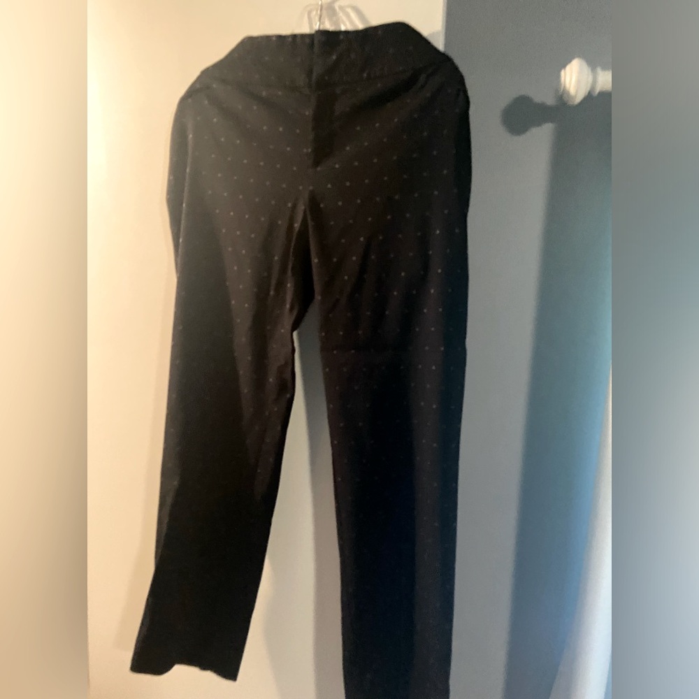 Charter Club black trousers with gray or lighter black polka dots size 16W